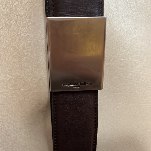 Stephane Kelian Black Leather Belt with Brushed Silver Buckle main image 9